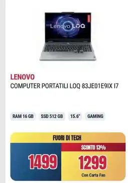 Sinergy LENOVO COMPUTER PORTATILI LOQ 83JE01E9IX 17 offerta