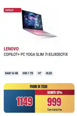 Sinergy LENOVO COPILOT+ PC YOGA SLIM 71 83JX00CFIX offerta