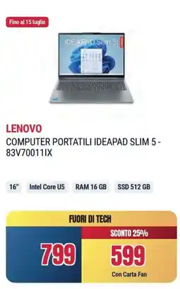 Sinergy LENOVO COMPUTER PORTATILI IDEAPAD SLIM 5- 83V70011IX offerta