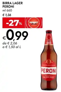 Bennet Birra lager PERONI offerta
