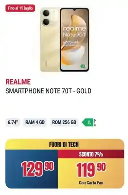 Sinergy REALME SMARTPHONE NOTE 70T - GOLD offerta