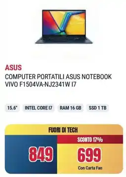 Sinergy ASUS COMPUTER PORTATILI ASUS NOTEBOOK VIVO F1504VA-NJ2341W 17 offerta