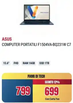 Sinergy ASUS COMPUTER PORTATILI F1504VA-BQ231W C7 offerta
