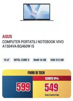 Sinergy ASUS COMPUTER PORTATILI NOTEBOOK VIVO A1504VA-BQ460W 15 offerta