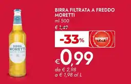 Bennet Birra filtrata a freddo MORETTI offerta