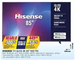 Trony HISENSE TV QLED 4K 85" 85E79S offerta