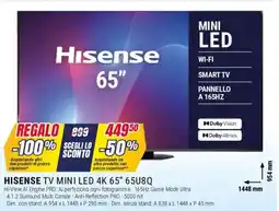 Trony HISENSE TV MINI LED 4K 65" 65U8Q offerta