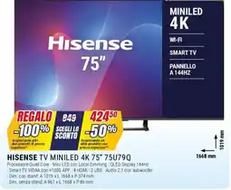 Trony HISENSE TV MINILED 4K 75" 75U79Q offerta