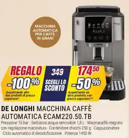 Trony DE LONGHI MACCHINA CAFFÈ AUTOMATICA ECAM 220.50.TB offerta