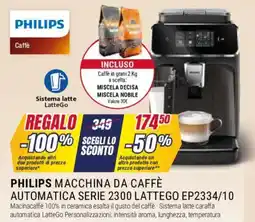 Trony PHILIPS MACCHINA DA CAFFÈ AUTOMATICA SERIE 2300 LATTEGO EP2334/10 offerta