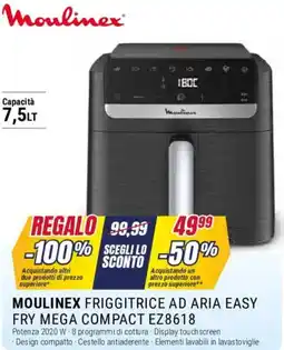 Trony MOULINEX FRIGGITRICE AD ARIA EASY FRY MEGA COMPACT EZ8618 offerta