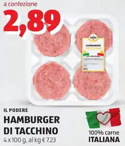 ALDI Il podere hamburger di tacchino offerta