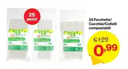 In'S Mercato 25 Forchette/ Cucchiai/Coltelli compostabili offerta