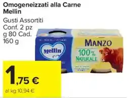 Carrefour Market Omogeneizzati alla Carne Mellin offerta
