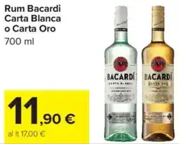Carrefour Market Rum Bacardi Carta Blanca o Carta Oro offerta