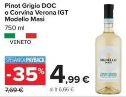 Carrefour Market Pinot Grigio DOC o Corvina Verona IGT Modello Masi offerta