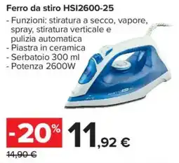Carrefour Market Ferro da stiro HS12600-25 offerta