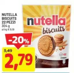 DPiù Nutella biscuits 22 pezzi offerta