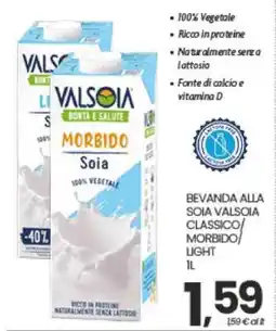 Eurospar BEVANDA ALLA SOIA VALSOIA CLASSICO/MORBIDO/LIGHT 1L offerta