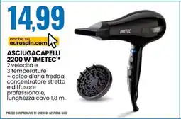 Eurospin ASCIUGACAPELLI 2200 W 'IMETEC' offerta