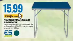 Eurospin TAVOLO RETTANGOLARE PIEGHEVOLE offerta