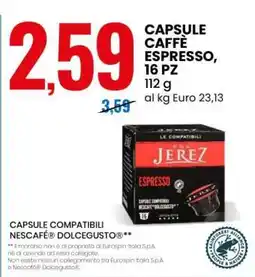 Eurospin CAPSULE CAFFÈ ESPRESSO, 16 PZ offerta
