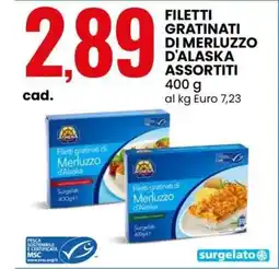Eurospin FILETTI GRATINATI DI MERLUZZO D'ALASKA ASSORTITI offerta