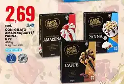 Eurospin CONI GELATO AMARENA/CAFFÈ/PANNA, 6 PZ offerta