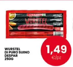 Eurospar WURSTEL DI PURO SUINO DESPAR 250G offerta