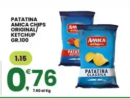 Eurospar PATATINA AMICA CHIPS ORIGINAL/KETCHUP GR.100 offerta