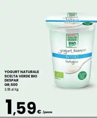 Eurospar YOGURT NATURALE SCELTA VERDE BIO DESPAR offerta