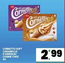 Eurospar CORNETTO SOFT CARAMELLO E VANIGLIA/COOKIE CHOC X4 offerta