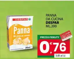 Eurospar PANNA DA CUCINA DESPAR offerta