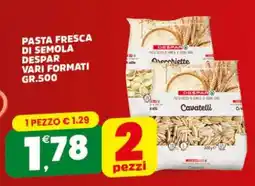 Eurospar PASTA FRESCA DI SEMOLA DESPAR VARI FORMATI GR.500 offerta