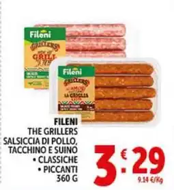 Deco Supermercati Fileni the grillers salsiccia di pollo, tacchino e suino offerta