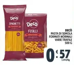 Deco Supermercati Decò pasta di semola formati normali offerta