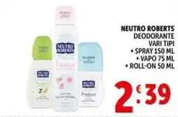 Deco Supermercati Neutro roberts deodorante offerta