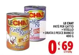 Deco Supermercati Le chat pate per gatto vitello orata e pesce bianco offerta