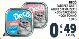 Deco Supermercati Decò pate per gatti adult sterilizzati offerta