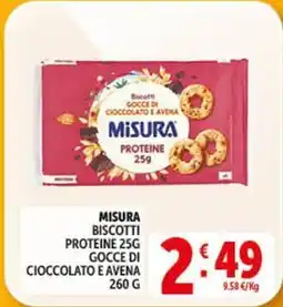 Deco Supermercati Misura biscotti proteine 25g gocce di cioccolato e avena offerta