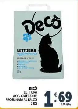 Deco Supermercati Decò lettiera agglomerante profumata al talco offerta