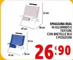 Deco Supermercati Spiaggina real in alluminio e texture con bretelle blu 5 posizioni offerta