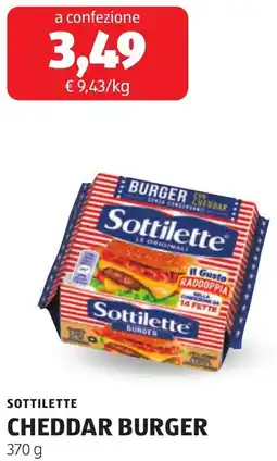 ALDI Sottilette cheddar burger offerta