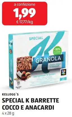ALDI Kellogg's special k barrette cocco e anacardi offerta