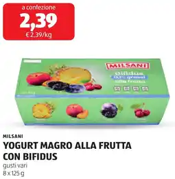 ALDI Milsani yogurt magro alla frutta con bifidus offerta
