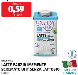 ALDI Enjoy free! latte parzialmemente scremato uht senza lattosio offerta