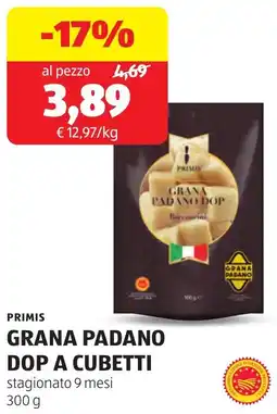 ALDI Primis grana padano dop a cubetti offerta