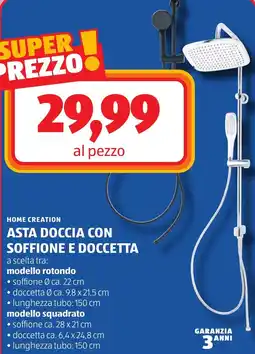 ALDI Home creation asta doccia con soffione e doccetta offerta