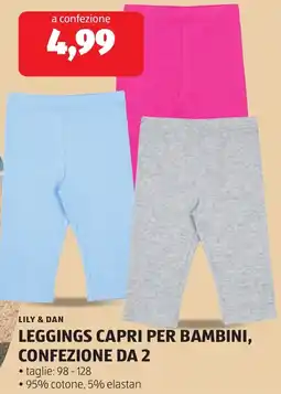ALDI Lily & dan leggings capri per bambini, confezione da 2 offerta