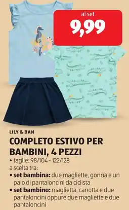 ALDI Lily & dan completo estivo per bambini, 4 pezzi offerta